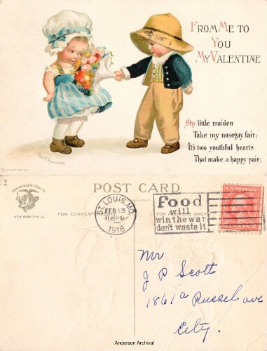 From Me to You My Valentine 1918
